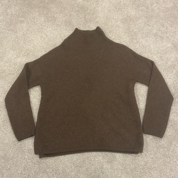 VINCE Wool Yak Blend Turtleneck Stretch Sweater Chocolate Brown Size Small - Picture 5 of 12